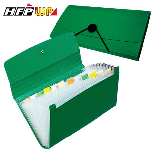 【7折】 超聯捷 HFPWP 綠色12層分類飛盤扣風琴夾(小) 環保無毒  F4303-2